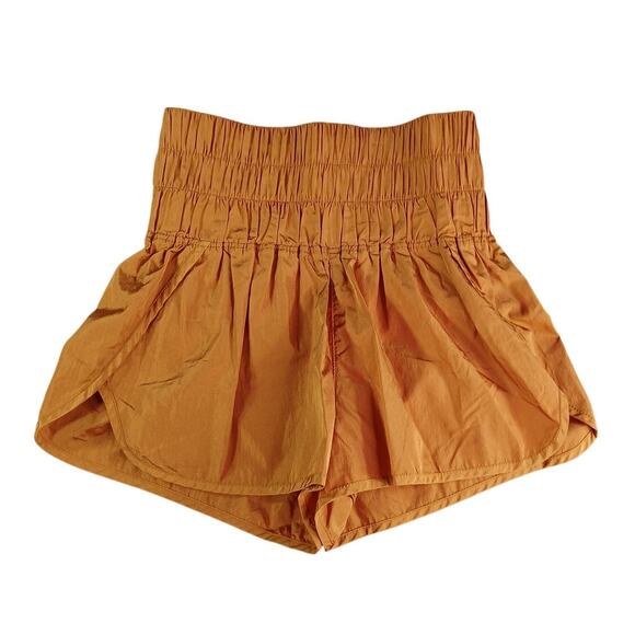 FP Movement Shorts Womens Small Orange Gold Free People Activewear High Waist - Picture 1 of 8